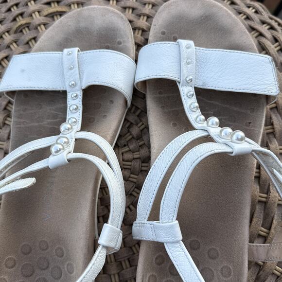 Vionic Sandals Shoes Womens Size 11 Mikah White Leather Strap Pearl Stud Comfort - Picture 7 of 16